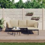 vidaXL 3-delige Loungeset met kussens poly rattan beige, Verzenden, Nieuw, Loungeset