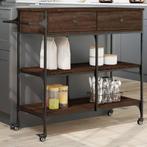 vidaXL Keukentrolley 105x42x95 cm bewerkt hout bruin, Huis en Inrichting, Verzenden, Nieuw