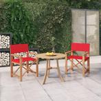 vidaXL Regisseursstoelen 2 st massief teakhout rood, Tuin en Terras, Verzenden, Nieuw