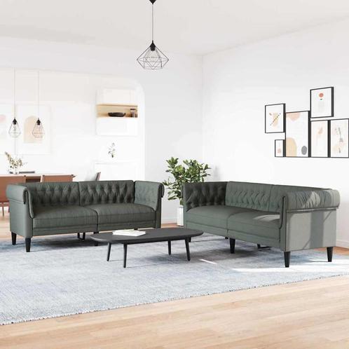 vidaXL Bankstel 2 pcs Donkergrijs Stof, Huis en Inrichting, Zetels | Zetels, Nieuw, Verzenden