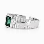 Sans prix de réserve - Bague Plaqué or Émeraude - Diamant -, Handtassen en Accessoires, Ringen, Nieuw