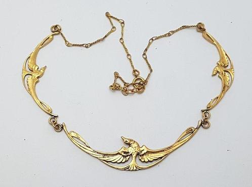 Metaal, Verguld, Art Nouveau, Vogels - Halsketting, Antiek en Kunst, Kunst | Designobjecten