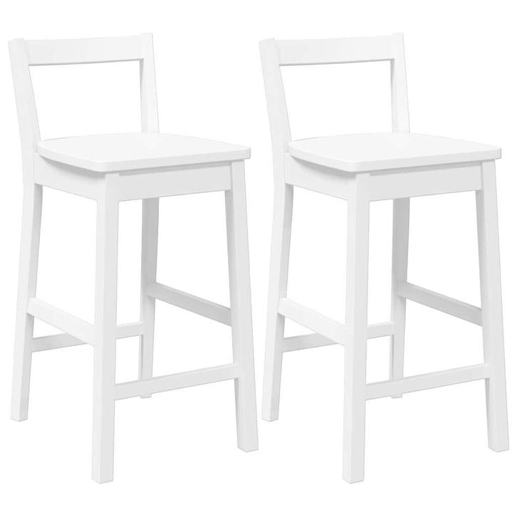 2x Barkruk Wit Massief Hout | Tweede Kansje OP = OP!, Huis en Inrichting, Barkrukken, 60 tot 90 cm, 2 krukken, Nieuw, Hout, Verzenden