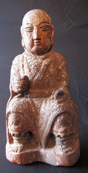 Général chinois - Bois - Chine - Dynastie Yuan (1279–1368), Antiek en Kunst