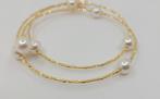 Armband - 18 karaat Geel goud - 6x6.5mm Akoya parels, Handtassen en Accessoires, Armbanden, Nieuw