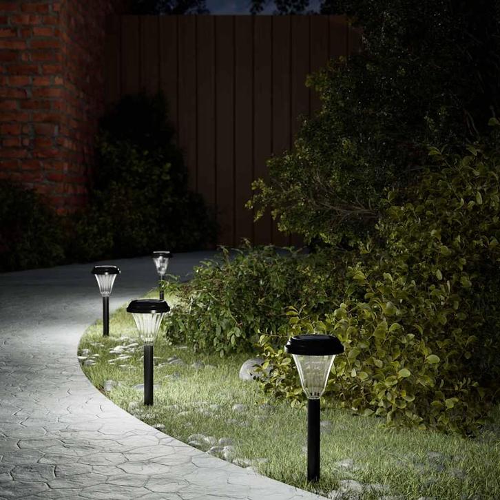 vidaXL Tuinpadverlichting 12 st solar met grondpennen wit, Tuin en Terras, Buitenverlichting, Nieuw, Verzenden