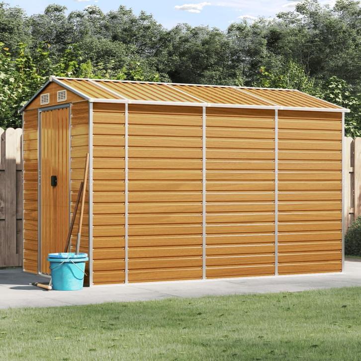 vidaXL Tuinhuis Lichtbruin 191x300x198 cm Gegalvaniseerd, Tuin en Terras, Tuinhuizen, Nieuw, Verzenden