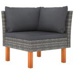 vidaXL Hoekbank poly rattan en massief eucalyptushout, Tuin en Terras, Verzenden, Nieuw