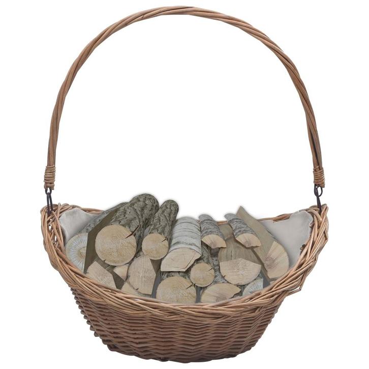 vidaXL Houtmand met handvat 57x46,5x52 cm wilgenhout bruin, Tuin en Terras, Brandhout, Verzenden