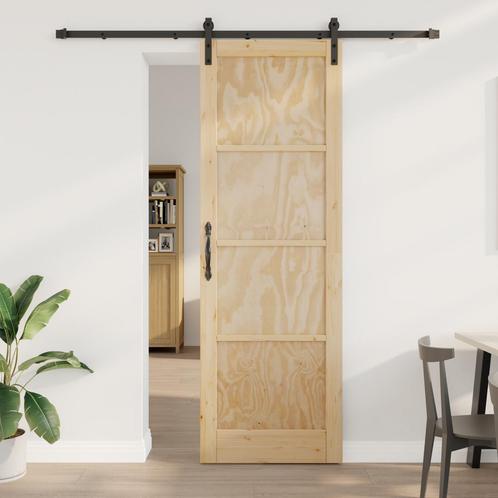 vidaXL Schuifdeur met Hardware Set 78x232 cm Massief Grenen, Doe-het-zelf en Bouw, Deuren en Vliegenramen, Nieuw, Verzenden