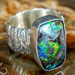 Hoge kwaliteit natuurlijke Boulder Opal 925 zilveren ring -
