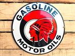 Indian gasoline motor oils vintage emaille bord, Verzenden