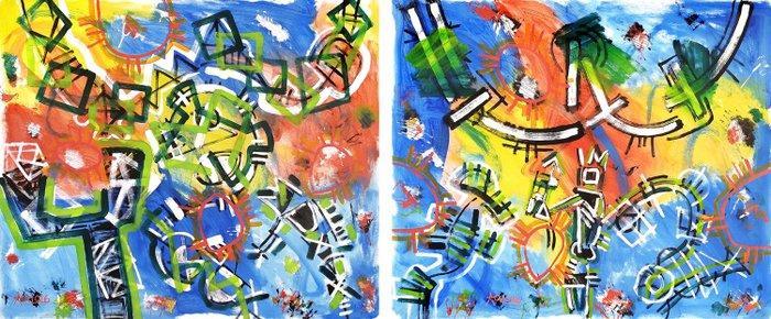 ACA (Angelo Calabria) - Elaborazione 3015/3016 (Paint-brush, Antiquités & Art, Art | Peinture | Moderne