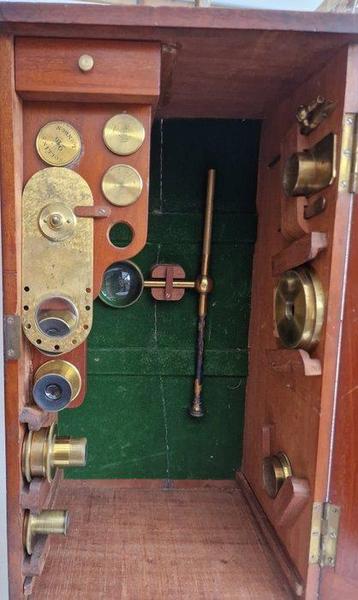 Binocular microscope - Brass binocular microscope -