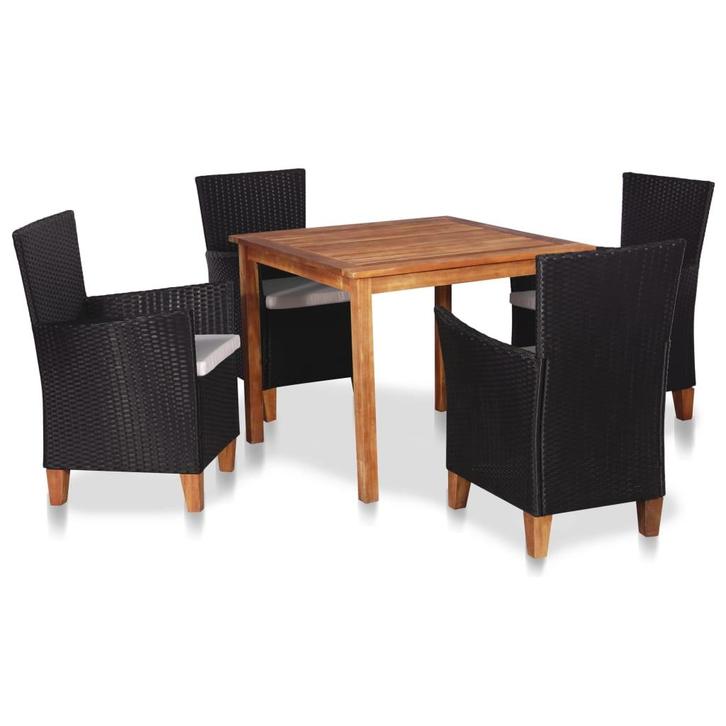 vidaXL 5-delige Tuinset poly rattan zwart en bruin, Tuin en Terras, Tuinsets en Loungesets, Tuinset, Nieuw, Verzenden