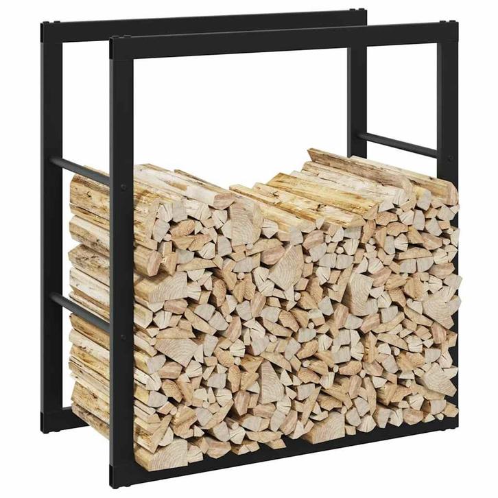 vidaXL Haardhoutrek 55x30x61 cm staal zwart, Tuin en Terras, Brandhout, Verzenden