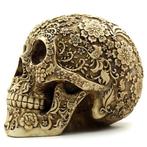 Skull - Sculpture, Skull with floral pattern - 15.5 cm -