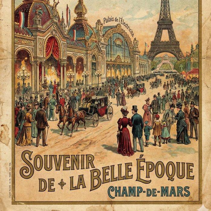 I_KONIQ - Paris - Champs de Mars in vintage postcard style, Antiek en Kunst, Curiosa en Brocante