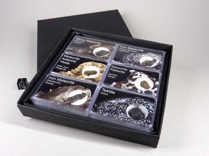 Meteoriet Starter Collectie 5 Meteorieten + 1 Tektiet - Deel, Verzamelen, Mineralen en Fossielen