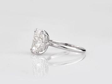 Bague - 14 carats Or blanc - 4.21ct. tw. Diamant (Cultivé en