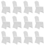 vidaXL Housses Ã©lastiques de chaise Blanc 12 pcs, Verzenden