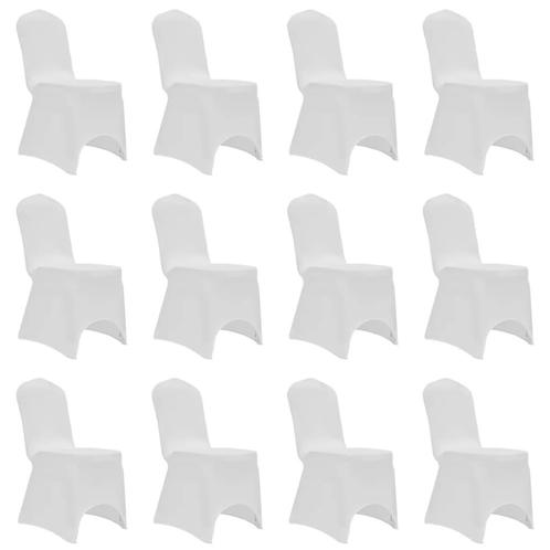 vidaXL Housses Ã©lastiques de chaise Blanc 12 pcs, Tuin en Terras, Tuinstoelen, Verzenden