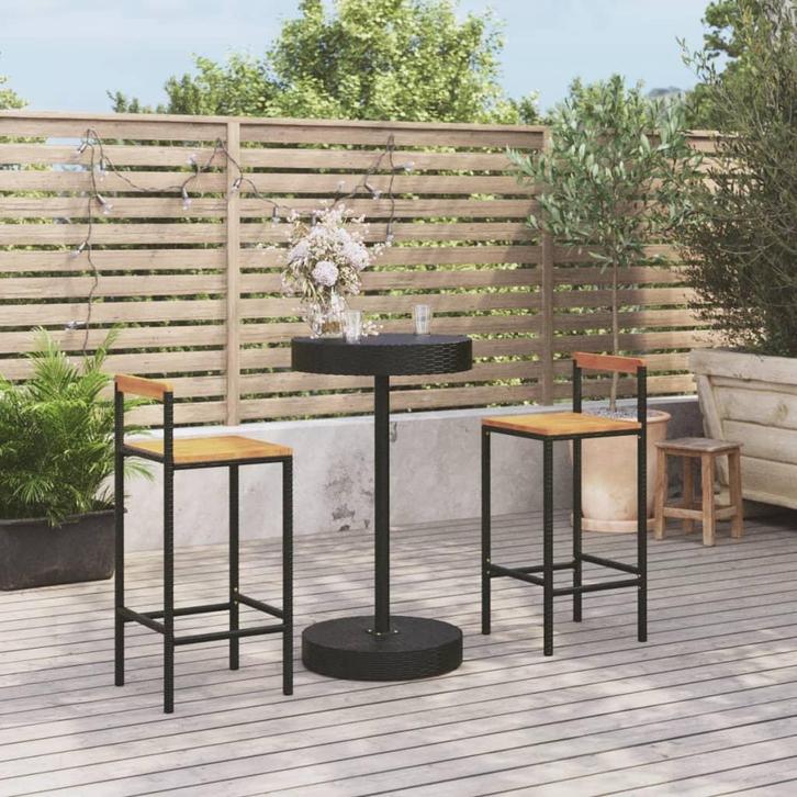 vidaXL 3-delige Tuinbarset poly rattan en massief acaciahout, Tuin en Terras, Tuinsets en Loungesets, Nieuw, Verzenden