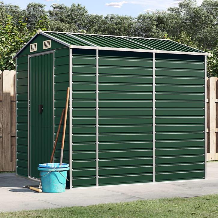 vidaXL Tuinhuis Groen 191x215x198 cm Gegalvaniseerd Staal, Tuin en Terras, Tuinhuizen, Nieuw, Verzenden