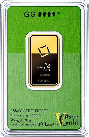 20 gram - Goud .999 - Valcambi Green Gold - Verzegeld en met beschikbaar voor biedingen