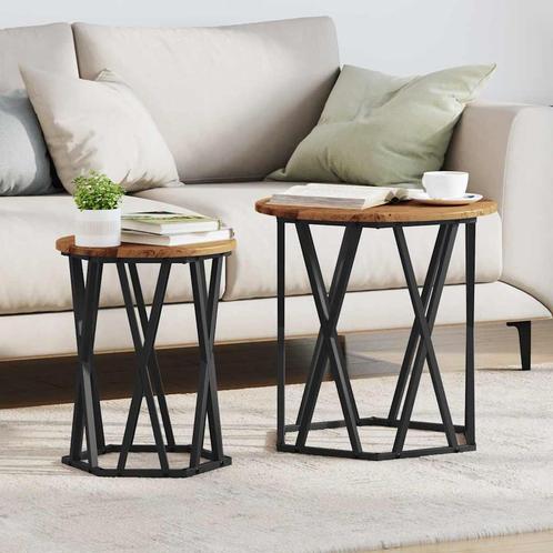 vidaXL Salontafel 2 pcs Oud hout 50 x 50 x 50 cm, Huis en Inrichting, Tafels | Salontafels, Nieuw, Verzenden