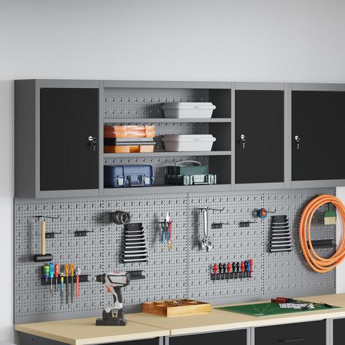 vidaXL Wandgemonteerde Gereedschapskast met Bord zwart, Doe-het-zelf en Bouw, Gereedschapskisten, Nieuw, Verzenden