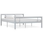 vidaXL Bedframe metaal grijs en wit 160x200 cm, Huis en Inrichting, Slaapkamer | Bedden, Verzenden, Nieuw