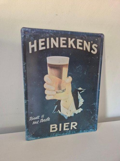 Heineken - Enseigne en émail - blik rare, Antiek en Kunst, Antiek | Wandborden en Tegels