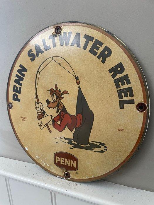 Vintage metalen wandbord met Goofy – speelse cartoon visser, Verzamelen, Disney