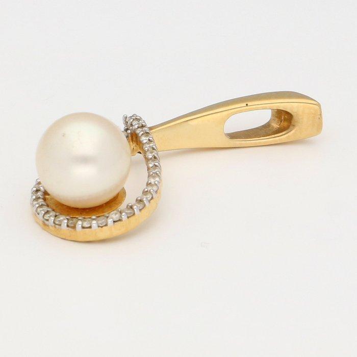 Hanger - 18 karaat Geel goud Diamant (Natuurlijk) - Parel, Handtassen en Accessoires, Antieke sieraden