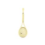 Gouden hanger van een tennisracket met diamant; 0,04 ct., Handtassen en Accessoires, Bedels, Ophalen of Verzenden, Gebruikt, Goud