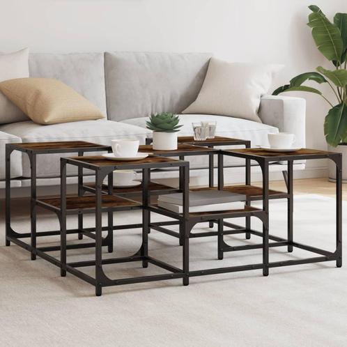 vidaXL Salontafel 91x91x40 cm bewerkt hout gerookt, Huis en Inrichting, Tafels | Salontafels, Nieuw, Verzenden