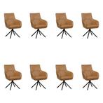 Set van 8 Leren draaibare eetkamerstoelen Fancy - Granada, Nieuw, Leer, Ophalen of Verzenden, 90 cm of meer