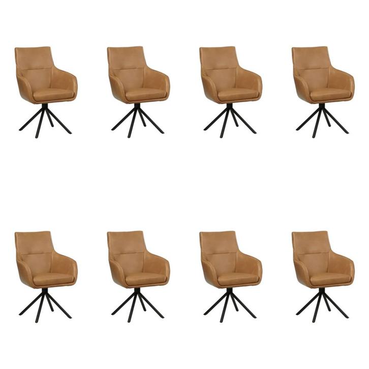 Set van 8 Leren draaibare eetkamerstoelen Fancy - Granada, Maison & Meubles, Tabourets de bar, Enlèvement ou Envoi