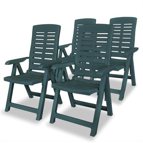 vidaXL Tuinstoelen 4 st verstelbaar kunststof groen, Tuin en Terras, Tuinstoelen, Nieuw, Verzenden