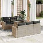 vidaXL 7-delige Loungeset met kussens poly rattan lichtgrijs, Tuin en Terras, Verzenden, Nieuw, Loungeset