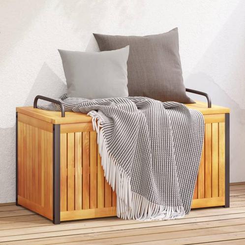 vidaXL Kussenbox 85x45x45/53 cm massief acaciahout en staal, Tuin en Terras, Bergingen en Tuinkasten, Nieuw, Verzenden