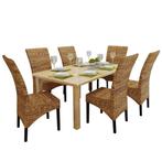 vidaXL Eetkamerstoelen 6 st abaca en massief mangohout, Huis en Inrichting, Verzenden, Nieuw