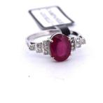 Bague Platine - 2.90ct. tw. Rubis - Diamant - DECO