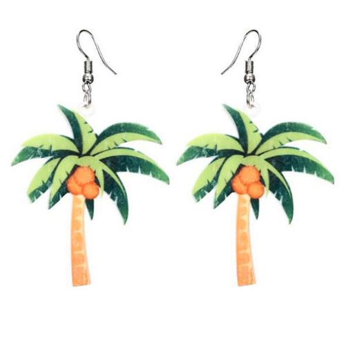 Fako Bijoux® - Oorbellen - Acryl - Plat - Palmboom, Handtassen en Accessoires, Oorbellen, Verzenden
