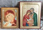 Icône - Sainte Famille - Vierge à lEnfant - Bois - feuille
