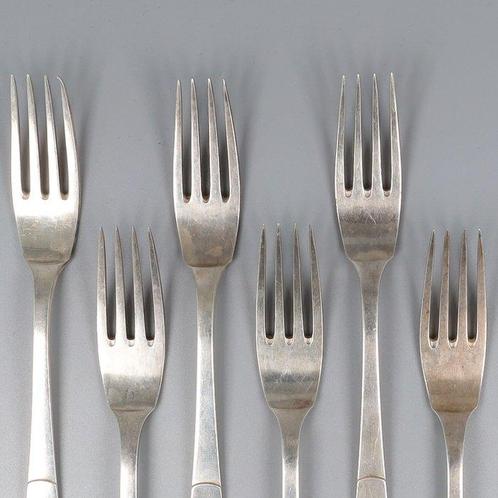 Wilkens & Söhne model Pagode 221 - Art-Deco Dessertvorken -, Antiek en Kunst, Antiek | Zilver en Goud