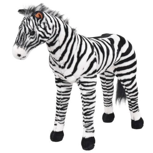 vidaXL Speelgoedzebra staand XXL pluche zwart en wit, Kinderen en Baby's, Speelgoed | Knuffels en Pluche, Nieuw, Verzenden