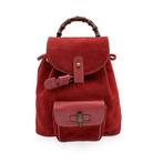 Gucci - Vintage Red Suede Bamboo Small Shoulder Bag - Rugzak, Handtassen en Accessoires, Nieuw