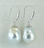 Oorbellen - 18 karaat Witgoud Parel - South Sea, Echte Barok, Nieuw